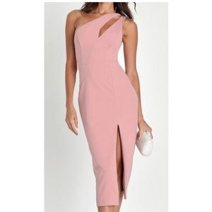 Lulus Cocktail Club Blush Pink One-Shoulder Midi Dress size XL new with tags/NWT